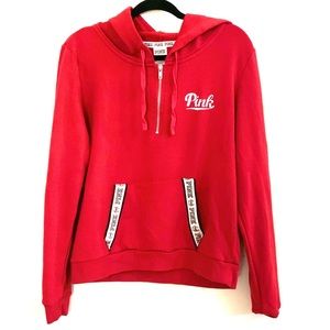 PINK size large hoodie quarter zip red